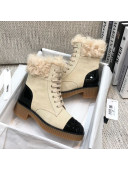 Chanel Suede Fur Short Boots Beige 2020