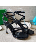 Bottega Veneta Dot Leather Ankle Wrap Sandals 9cm Black 2021