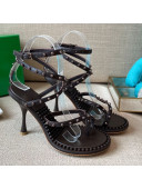 Bottega Veneta Dot Leather Ankle Wrap Sandals 9cm Brown 2021
