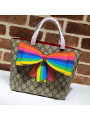 Gucci Children's GG Canvas Tote Bag with Rainbow 501804 Bow 2021
