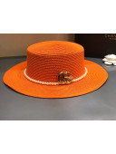 Gucci Straw Wide Brim Hat Orange G14 2021