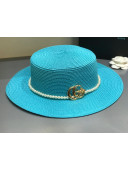 Gucci Straw Wide Brim Hat Light Blue G12 2021