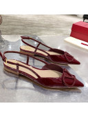 Valentino VLogo One-Tone Patent Leather Slingback Ballet Flat Burgundy 2021