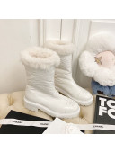 Chanel Crinke Leather and Wool Short Boots White 2020