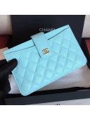 Chanel Grained Calfskin Classic Pouch With Card Holder A81902 Light Blue 2018