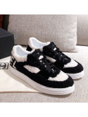 Chanel Shearling Wool Low-top Sneakers White/Black 2020