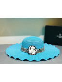 Chanel Straw Wave Wide Brim Hat Blue C32 2021