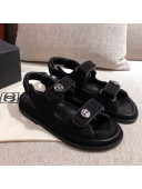 Chanel Mesh Strap Flat Sandals G35927 Black 2020