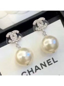 Chanel Classic Pearl Short Earrings Silver A36138 2020