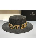 Fendi Straw Wide Brim Hat Black F12 2021