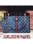 Gucci GG Velvet Rajah Large Tote 537219 Blue 2019