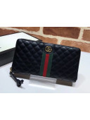 Gucci Leather Zip Around Wallet with Double G 536450 Black 