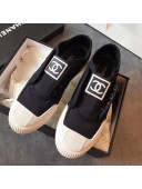 Chanel CC Label Fabric Sneakers Black 2019
