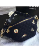 Chanel Wool Charms Waist Bag A57869 Navy Blue 2018