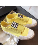 Chanel CC Label Fabric Sneakers Yellow 2019