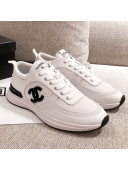 Chanel CC Mesh Leather Sneakers White 2021