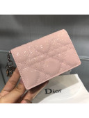 Dior Lady Cannage Patent Leather Card Holder Wallet Pink 2019