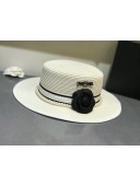 Chanel Straw Wide Brim Hat White C50 2021