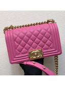 Chanel Small Quilted Grained Calfskin Classic Boy Flap Bag 67085 Pink 2019
