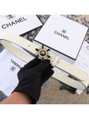 Chanel Reversible Calfskin Belt 30mm with Crystal Rudder Buckle White 2019