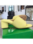 Bottega Veneta Band Calfskin Heel 5cm Sandals Yellow 2021 18