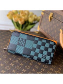 Louis Vuitton Men's Zippy Wallet Vertical in Damier 3D Leather N60442 Aqua Green 2021