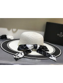 Chanel Straw Wide Brim Hat White C62 2021