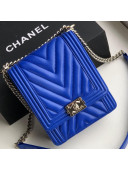 Chanel Long Chevron Smooth Lambskin Boy Flap Bag AS0130 Royal Blue 2019