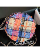 Chanel Tweed Round Clutch with Chain AP0366 Orange/Blue/Pink 2020