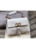 Valentino Medium VRing Grainy Calfskin Chain Shoulder Bag 0015 White 2019