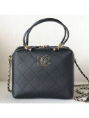 Chanel Quilted Calfskin Leather Top Handle Bag Black 2019