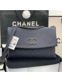 Chanel Quilted Calfskin Triple Flap Bag A8095# Navy Blue 2020