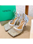 Bottega Veneta Sparkle Stretch Crystal Mesh Sandals 9cm White 2021