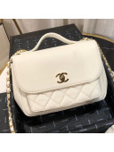 Chanel Quilted Grained Calfskin Messenger Flap Top Handle Bag White 2019
