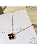 Van Cleef & Arpels Alhambra Necklace With Crystal Black/Rosy Gold