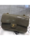 Chanel Alligator Skin Medium Classic Flap Bag Dark Gray