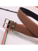 Hermes Batonnet Belt Pink Buckle 38mm Brown/Gold 2021