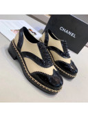 Chanel Calfskin and Patent Leather Chain Lace-Ups Loafers G35316 Apricot 2019