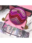 Gucci Laminated Leather GG Marmont Mini Round Shoulder Bag 550154 Purple/Red 2019