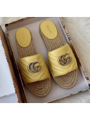 Gucci Matelassé Chevron Leather Espadrille Sandal 573028 Pastel Yellow 2020