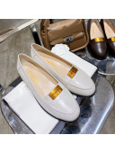 Chanel Calfskin Loafers with Logo Metal White 2020