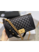 Chanel Quilted Origial Haas Caviar Leather Medium Boy Flap Bag Black with Matte Gold Hardware(Top Quality)