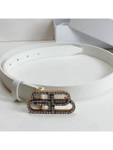 Balenciaga Calfskin Belt 25mm with Crystal BB Buckle White 2021