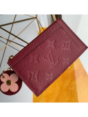 Louis Vuitton Monogram Empreinte Leather Flower Zipped Card Holder M68338 Burgundy 2019