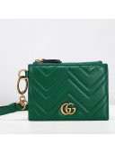 Gucci Strap GG Marmont Chevron Leather Card Case ‎546582 Green