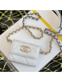 Chanel 19 Quilted Goatskin Flap Coin Purse with Chain AP1787 White 2020