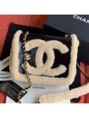 Chanel Shearling Sheepskin and Vintage Leather Flap Bag AS0321 Black/Beige 2019