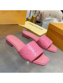 Louis Vuitton One-Stone Monogram Calfskin Flat Slide Sandals Light Pink 2020