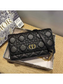 Dior Caro Belt Pouch with Chain in Black Supple Cannage Calfskin 2021