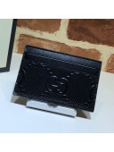 Gucci Perforated Leather GG Embossed Card Case 625564 Black 2020